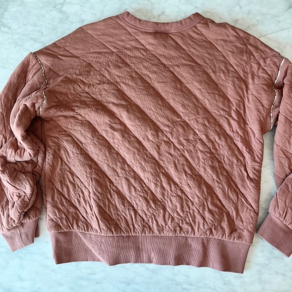 Coral Color Quilted Moving Blanket Style Sweat Shirt - Size M - Picture 6 of 9